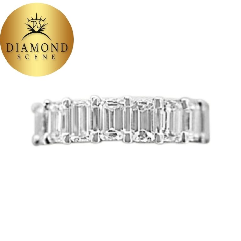 DIAMOND EMERALD SHAPE COMMON PRONG SET ETERNITY BAND 19 STONE DIAMOND ETERNITY