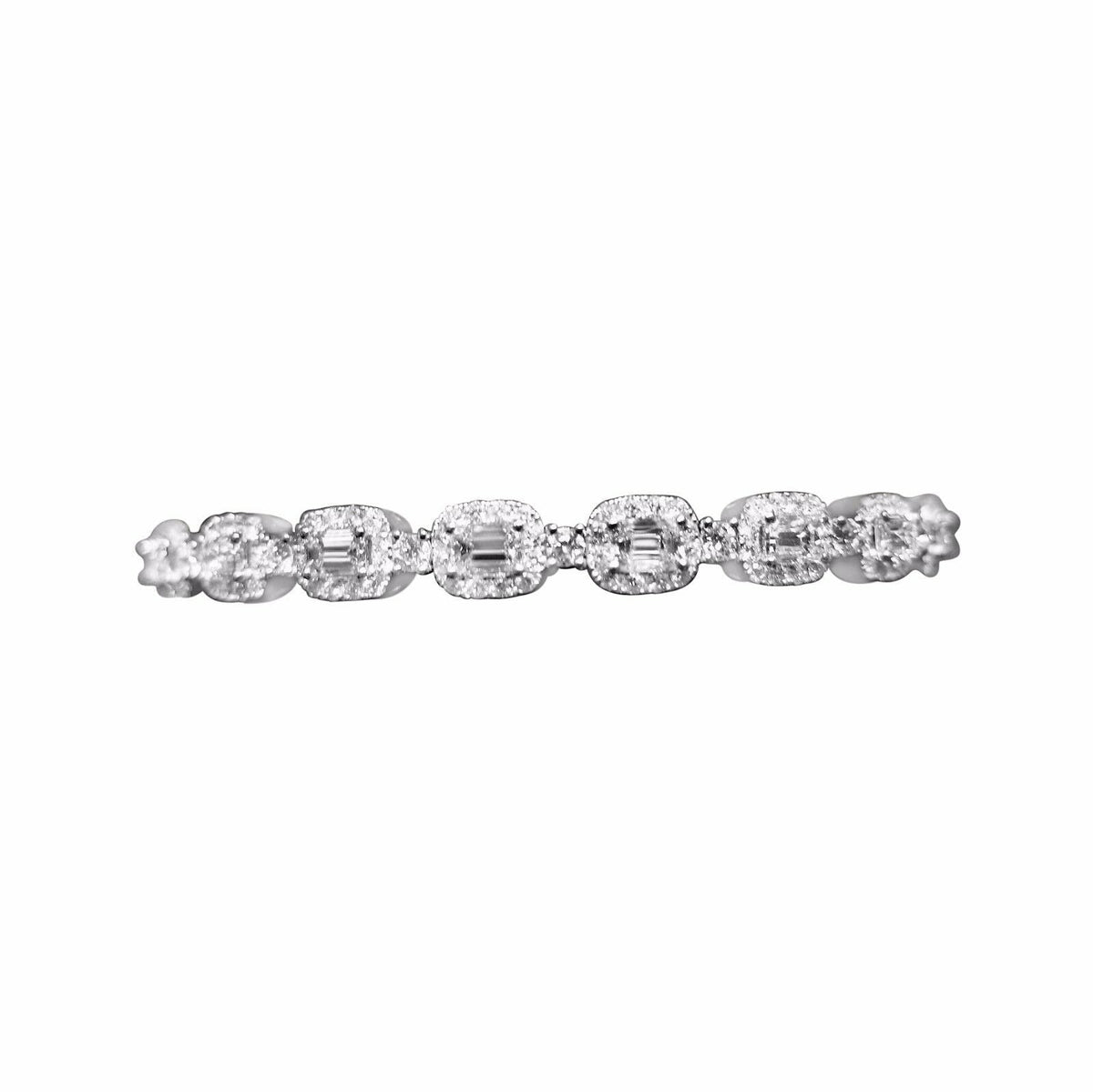 3.92 CT DIAMOND EMERALD AND ROUND BRILLIANT SHAPE HALF WAY SET CUFF STYLE BANGLE