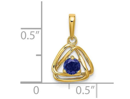 1/3 Carat (Ctw) Lab Created Blue Sapphire Geometric Pendant Necklace in 14K Yell