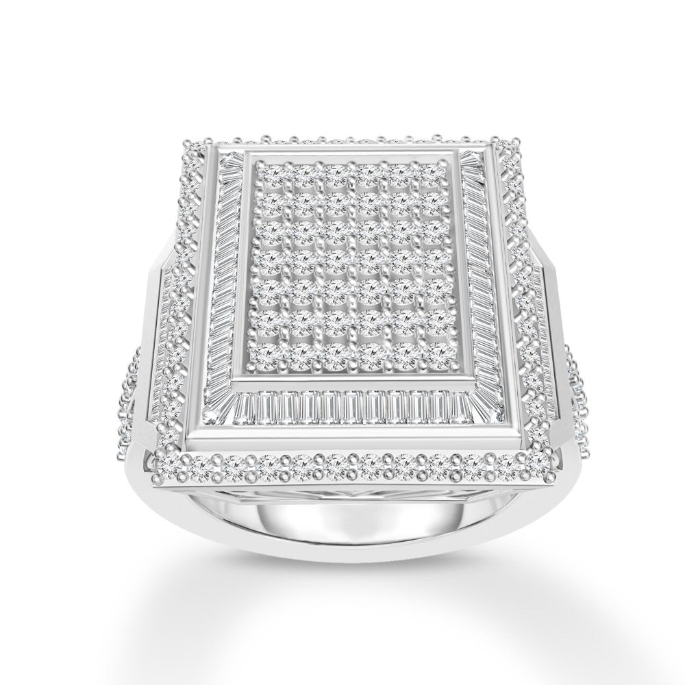 1-1/2 CT. T.W. Diamond Cluster Double Square Frame Ring in Sterling Silver