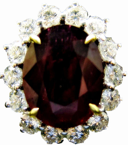 Ruby 6.03 ct oval shape and diamond ring white gold