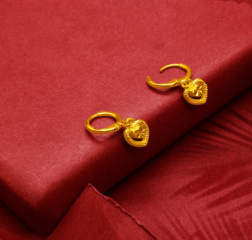 Gold-Plated Earrings Female Tassel Flower Asymmetric Earrings Sand Gold-Plated E