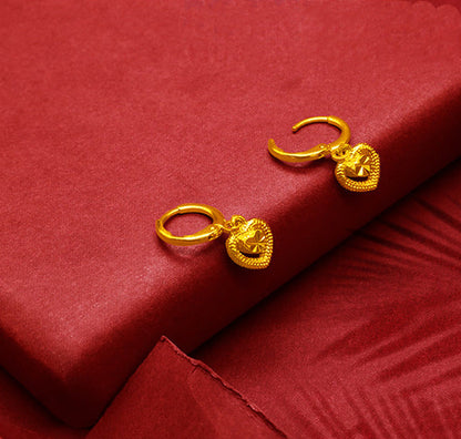 Gold-Plated Earrings Female Tassel Flower Asymmetric Earrings Sand Gold-Plated E