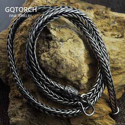 Norse Necklace Chain 925 Sterling Silver 4-5Mm Handcrafted Punk Jewelry