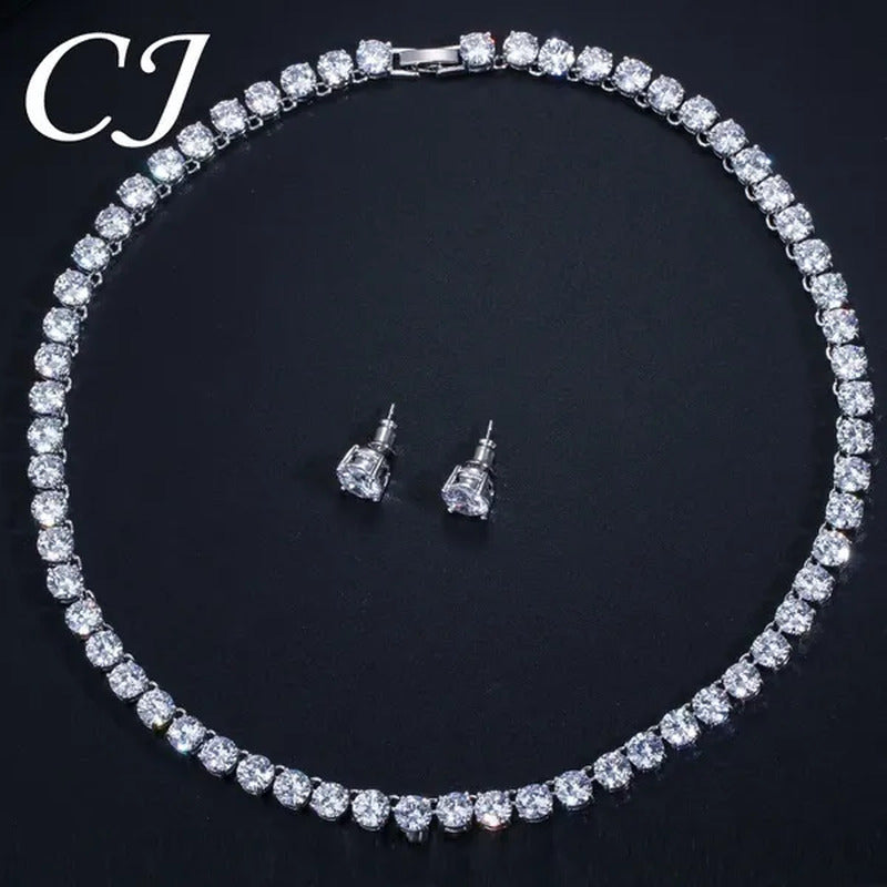 CANDICE Hot Sale 18K White Gold Plated round CZ Diamond Classic Women Wedding Ne