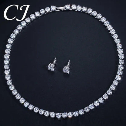 CANDICE Hot Sale 18K White Gold Plated round CZ Diamond Classic Women Wedding Ne
