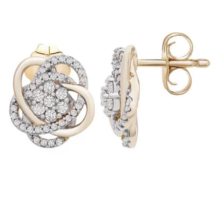 0.25 CT. T.W. Diamond Love Knot Stud Earrings in 14K Yellow Gold