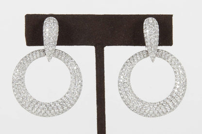 ROUND BRILLIANT SHAPE DIAMOND DANGLE STYLE LINE DROP EARRING 5.22 CTTW 18 K GOLD