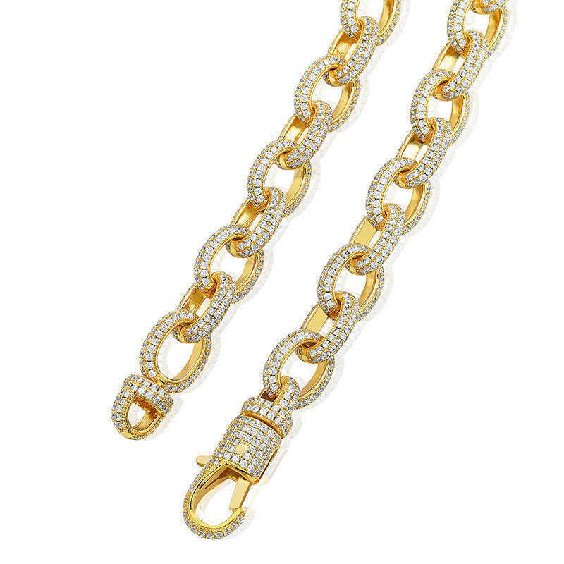 Oval Twisted Big Button Necklace European and American Hot Micro Inlaid Zircon M