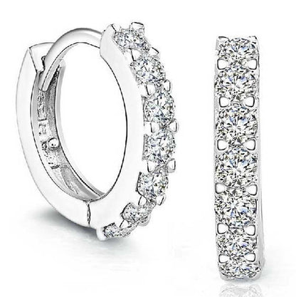 Silver Rhinestones Hoop Diamond Stud Earrings for Women Glitter Vintage Earrings