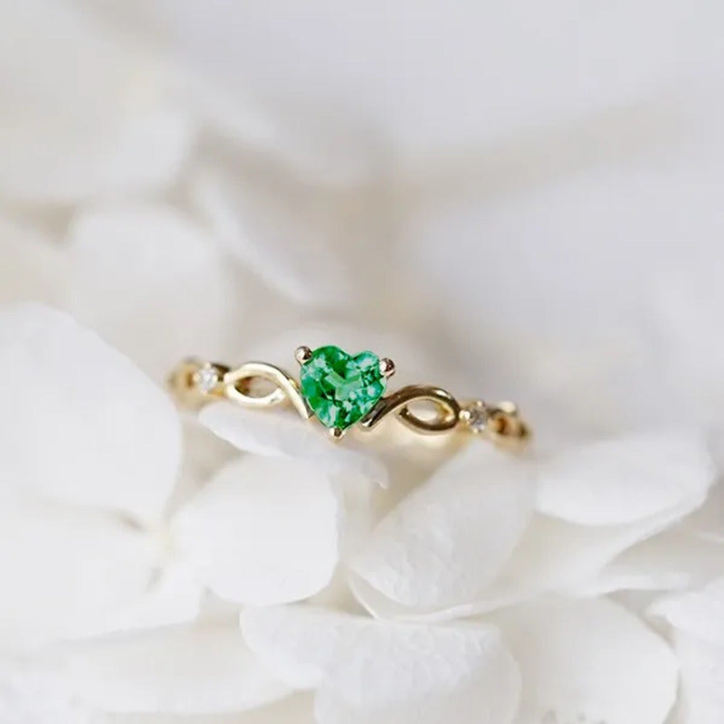 Women Dainty 18K Gold Plated Seablue Eternal Heart Shaped Sapphire Diamond Gemst