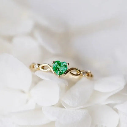 Women Dainty 18K Gold Plated Seablue Eternal Heart Shaped Sapphire Diamond Gemst