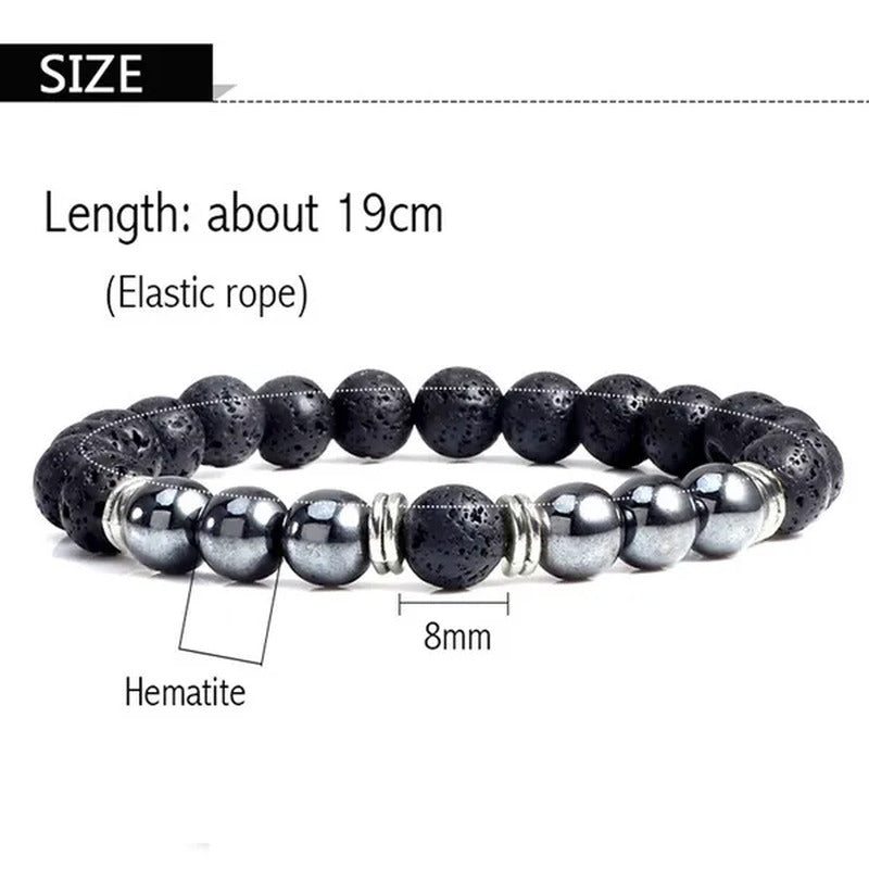 2Pcs/Set Fashion Red Tiger Eye Men Bracelet Beaded Classic Elastic Hematite Budd
