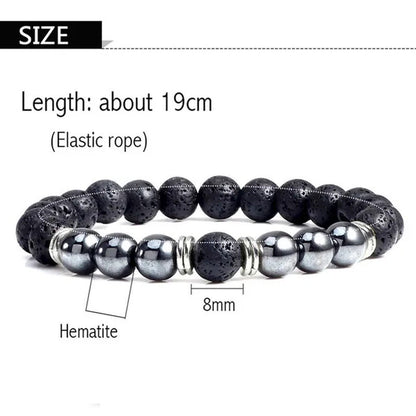 2Pcs/Set Fashion Red Tiger Eye Men Bracelet Beaded Classic Elastic Hematite Budd
