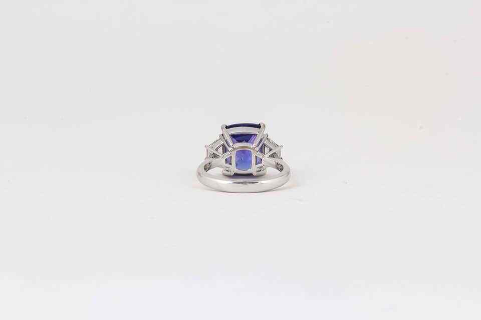 Cushion cut Tanzanite and Diamond Ring