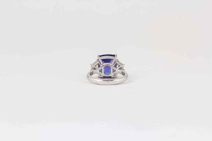 Cushion cut Tanzanite and Diamond Ring
