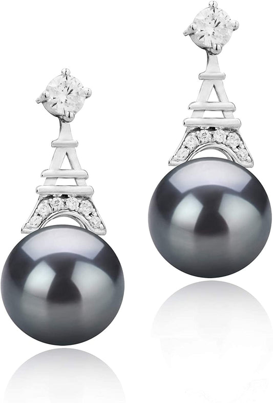 Eiffer-Tower Black 8-9Mm AAAA Quality Freshwater 925 Sterling Silver Cultured Pe