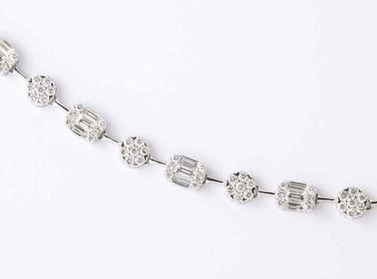 Round and Emerald Cut Diamond Illusion Set Necklace
