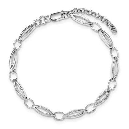 7 In. Sterling Silver Diamond with 10.25 In. Ext Bracelet, Polished