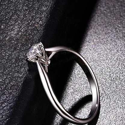 Classic Wedding Rings for Women Forever Simple Six Claws Zirconia Fashion Solita