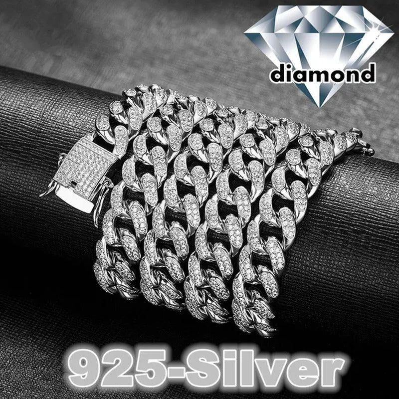 New 2018 Mens Womens Fashion Chain Hiphop Iced Out Curb Cuban Diamond 18K Gold /