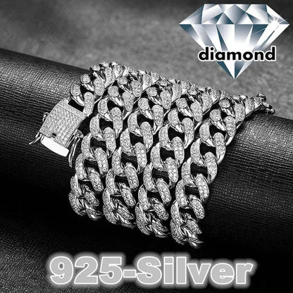 New 2018 Mens Womens Fashion Chain Hiphop Iced Out Curb Cuban Diamond 18K Gold /