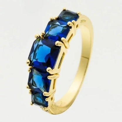 Natural 3.28CT Sapphire Diamond 14K Yellow Gold Ring Size 6-10
