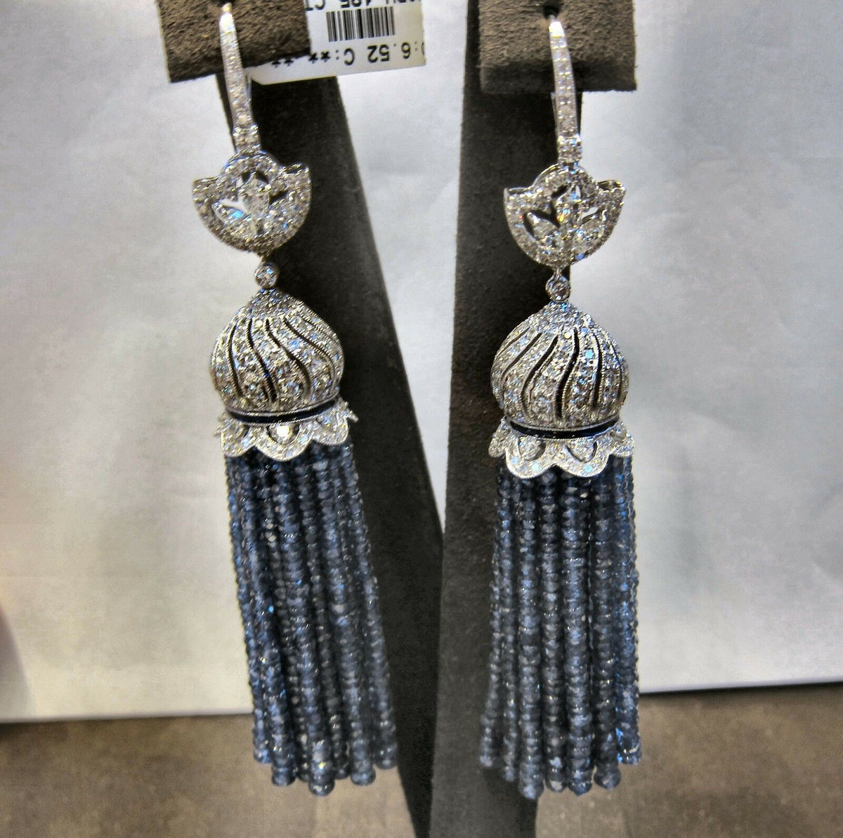 SAPPHIRE BEADS SET DIAMOND ROUND MARQUISE PEAR SHAPE