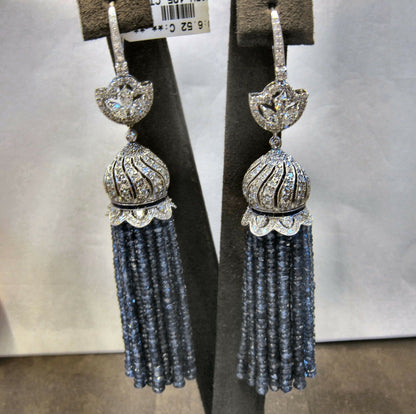 SAPPHIRE BEADS SET DIAMOND ROUND MARQUISE PEAR SHAPE