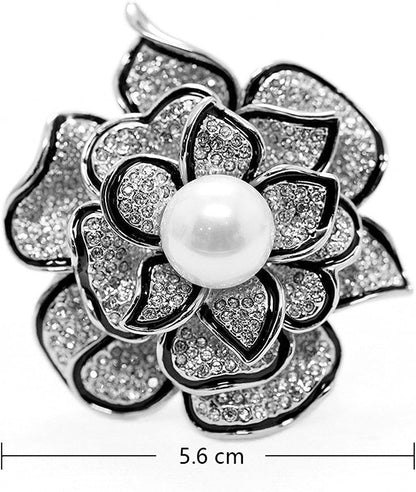 Sparkly Flower Brooch Pin for Women with Beautiful Created Crystal