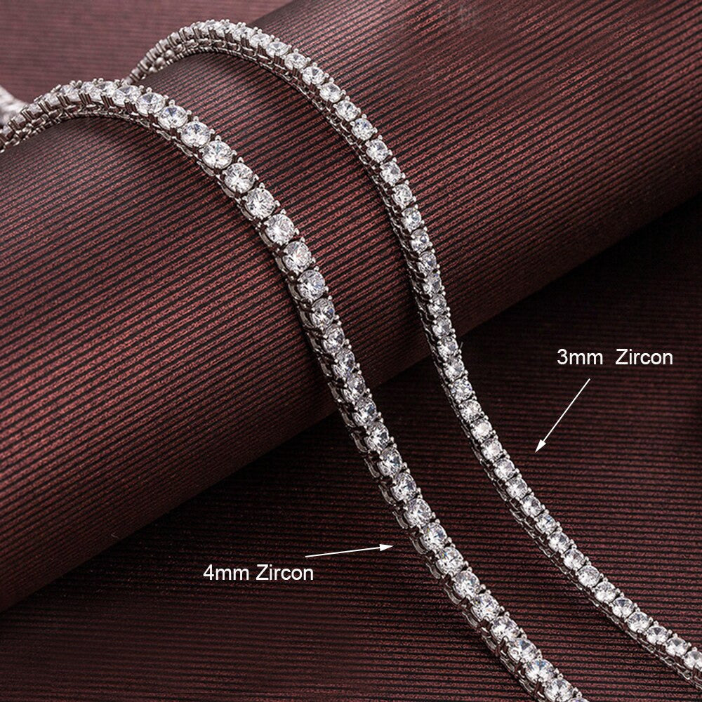 16-24 Inch 100% Guarante Real 925 Sterling Silver Pave 2Mm/3Mm/4Mm Sparkly