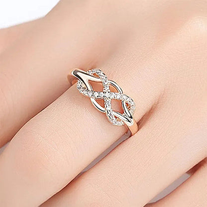 Crystal Infinity Ring Women'S Fashion Rose Gold Color Ring Wedding Jewelry