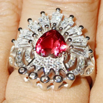 Luxury 925 Silver Sapphire Ring Natural Gemstones Ruby Ring Birthstone Engagemen