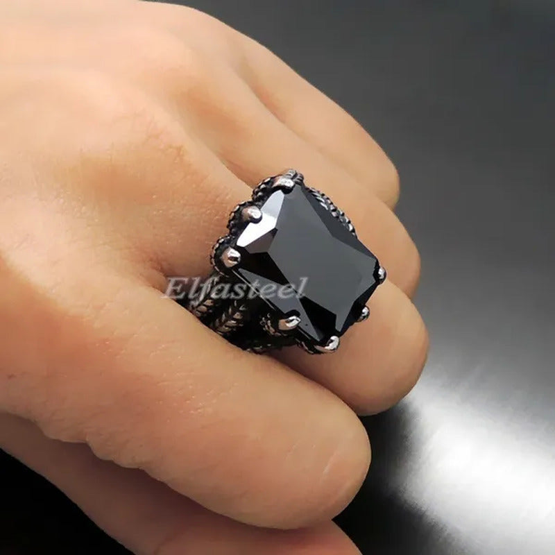 MEN'S BOY"S Dragon Claw Sapphire Ruby Blue CZ 316L Silver Stainless Steel Biker