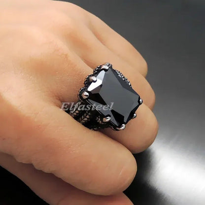 MEN'S BOY"S Dragon Claw Sapphire Ruby Blue CZ 316L Silver Stainless Steel Biker