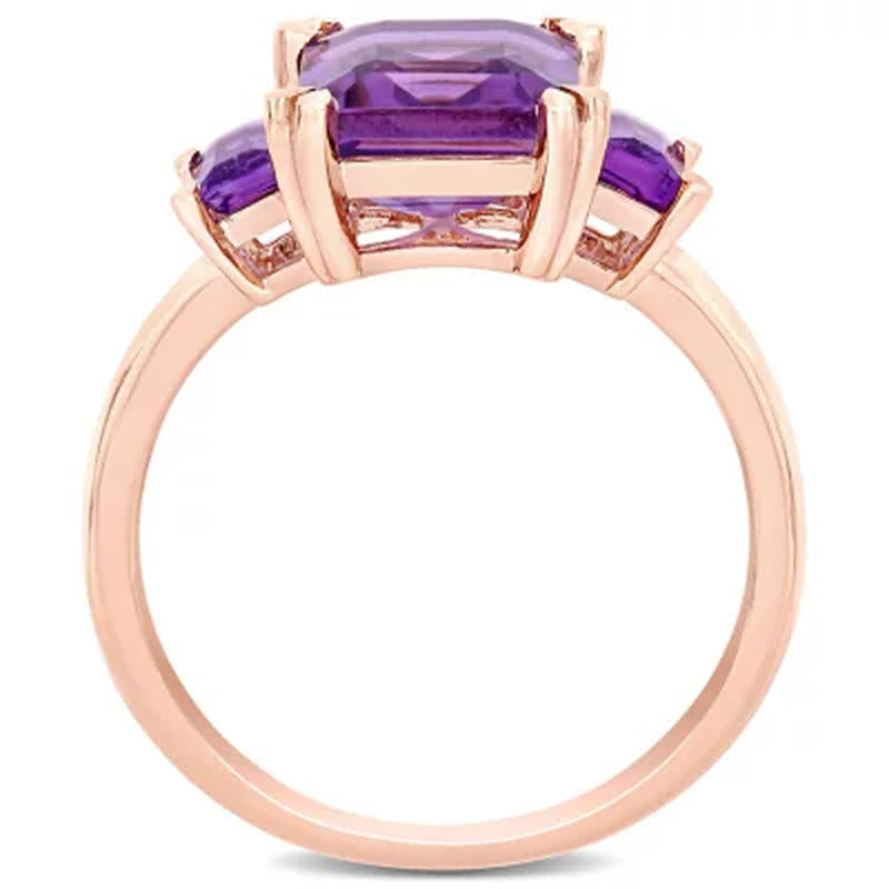 Amethyst 3-Stone Ring in 14K Rose Gold