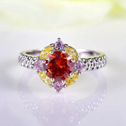 Elegant 925 Sterling Silver Emerald Women Rings Fashion Ruby Amethyst Wedding Pa