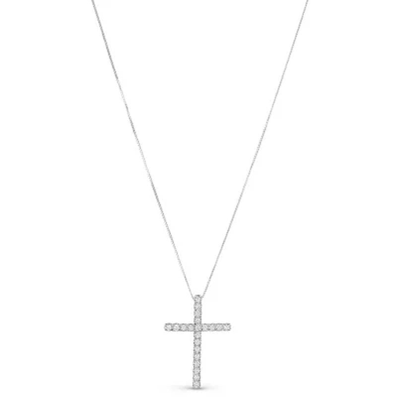 0.37 CT. T.W. Diamond Cross Pendant 14K White Gold