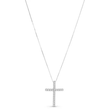0.37 CT. T.W. Diamond Cross Pendant 14K White Gold