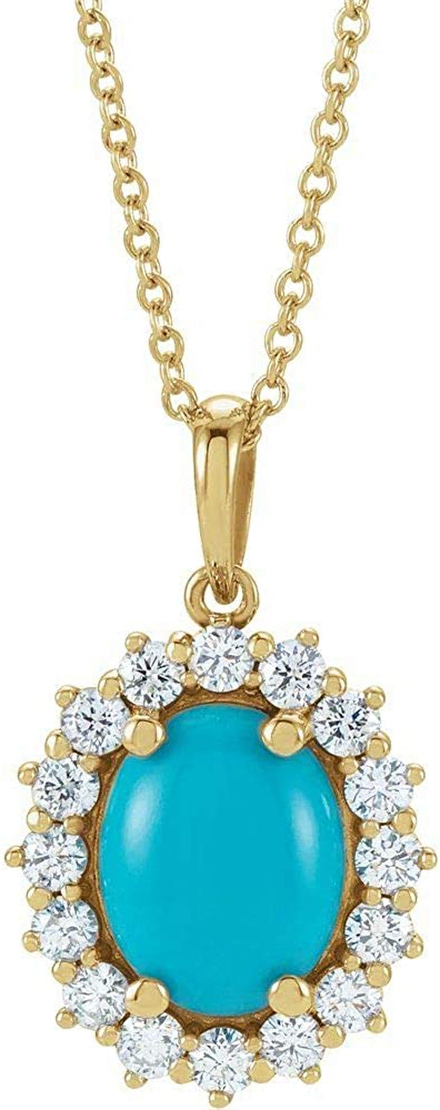 Solitaire Diamond Halo Oval Charm Pendant