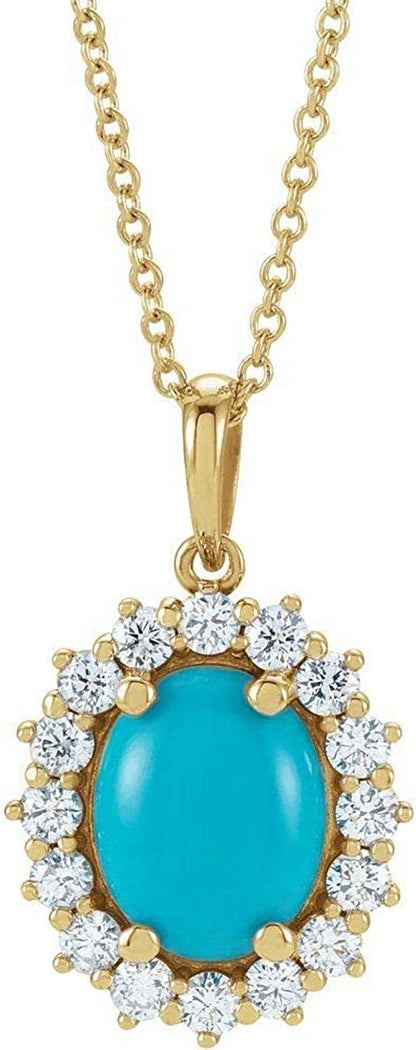 Solitaire Diamond Halo Oval Charm Pendant