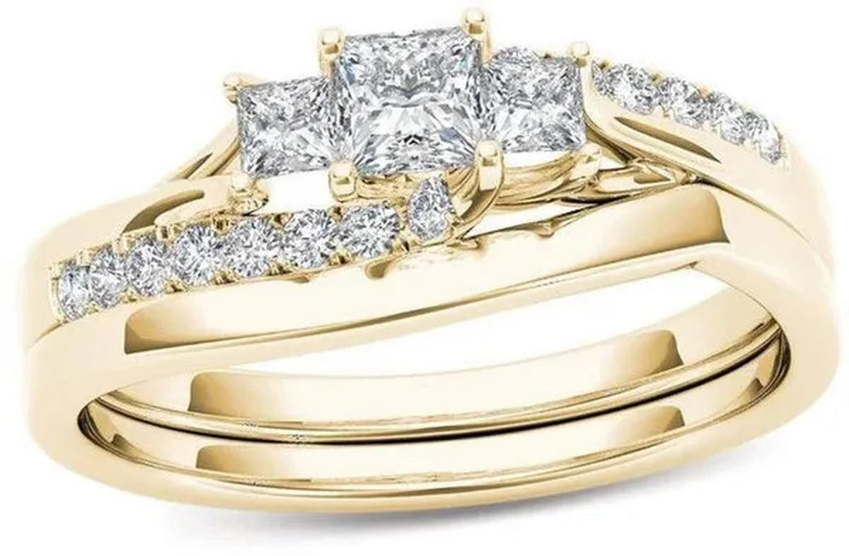 6 Styles Exquisite Women Ladies 18K Gold Natural White Sapphire Diamond Ring Set