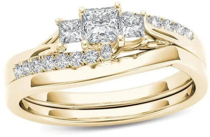 6 Styles Exquisite Women Ladies 18K Gold Natural White Sapphire Diamond Ring Set