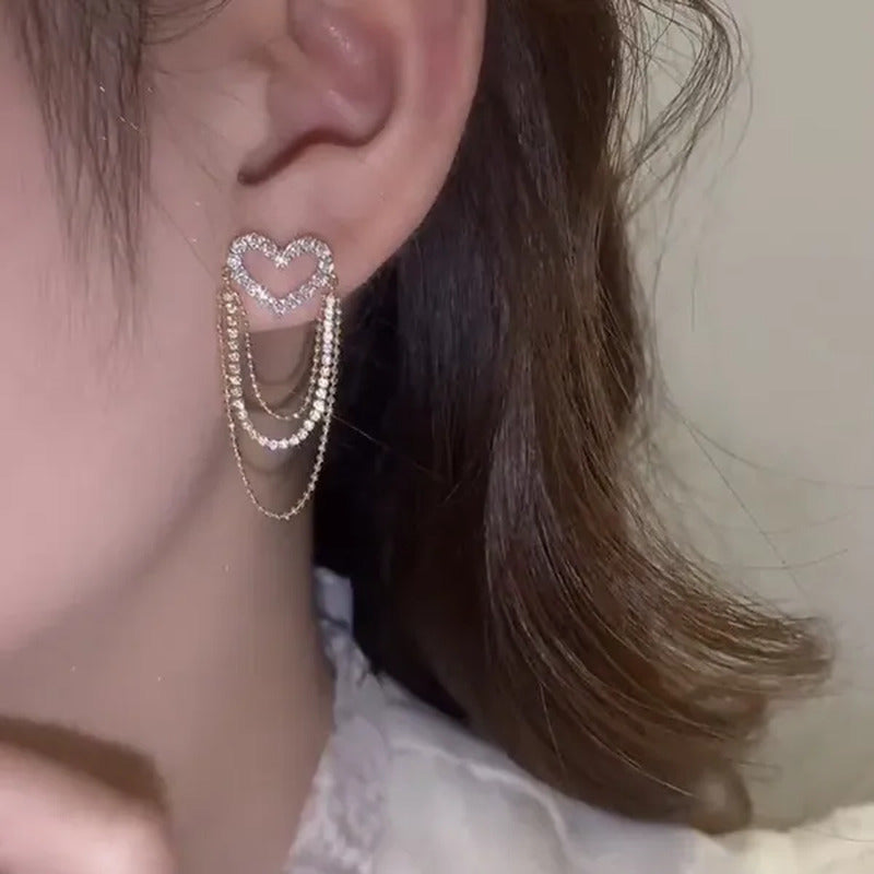 Love Tassel Multi-Layer Chain Hot-Selling Earrings New Trendy Korean Heart-Shape