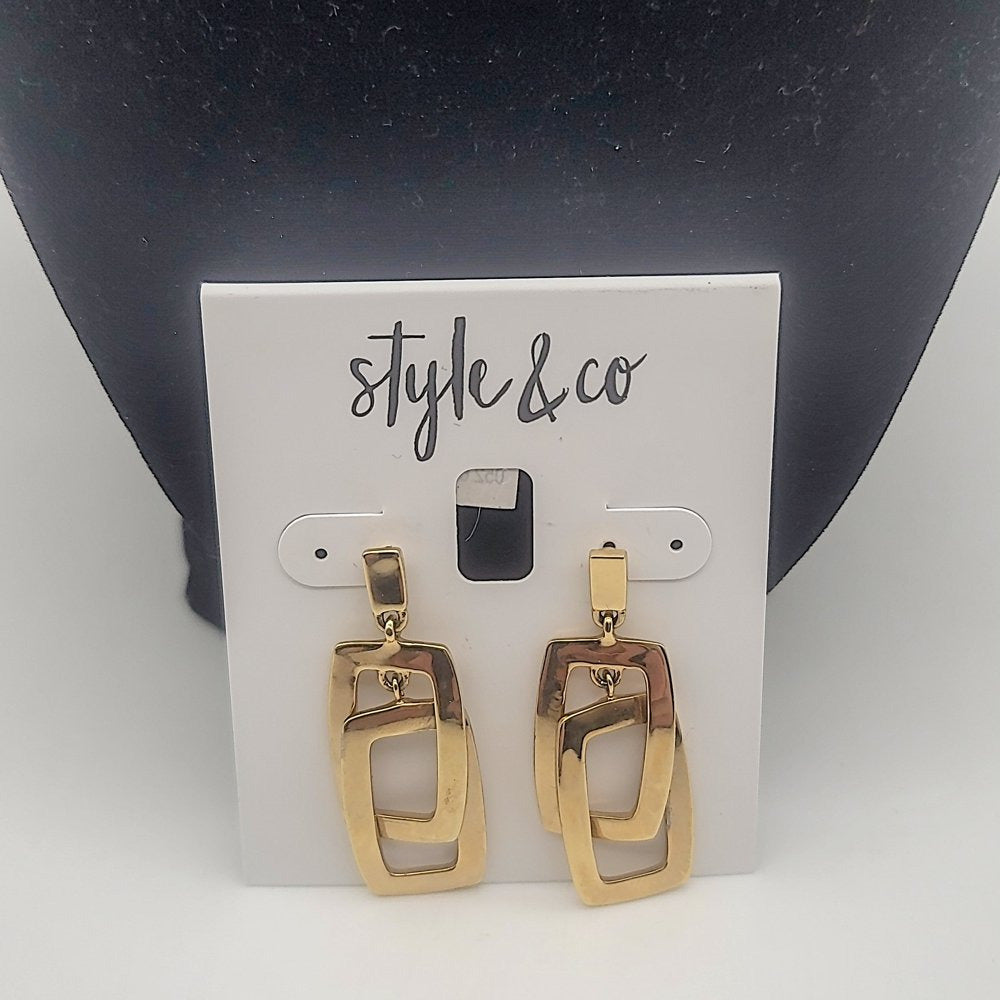 Style and Co Hammered Orbital Drop Earrings: Gold