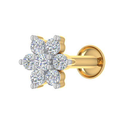 0.15 Carat 7-Stone Cluster Diamond Nose Pin Stud in 18K Yellow Gold
