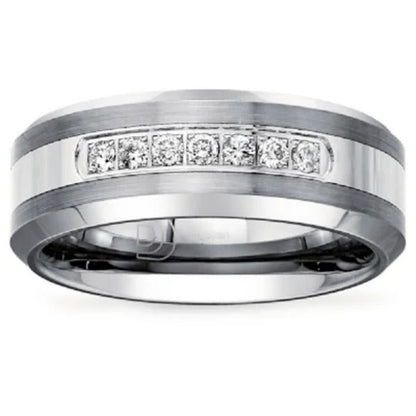 Mens 1/5 CT. T.W. Diamond Wedding Band in Tungsten Carbide
