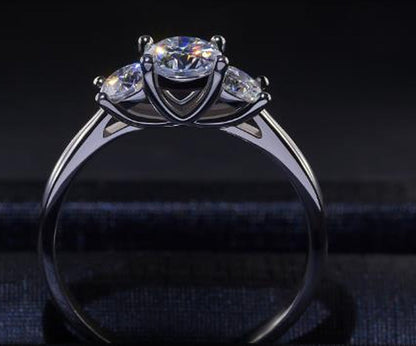 Moissanite Ring 1.2 Carat Three Rows of Gemstone Inlaid Fashion Women'S Ring 925