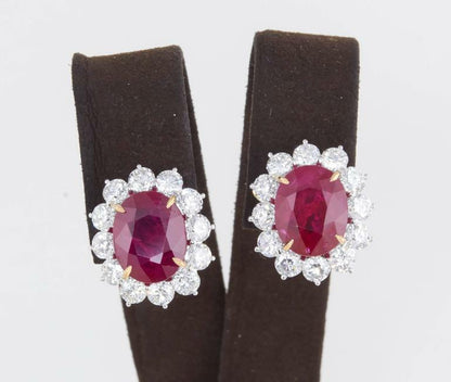 15.10 carats of natural Ruby 5.65 of F color VS clarity round brilliant diamond