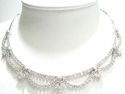 DIAMOND PEAR MARQUISE BAGUETTE ROUND BR NECKLACE 17.65 CTTW 18 K WHITE GOLD